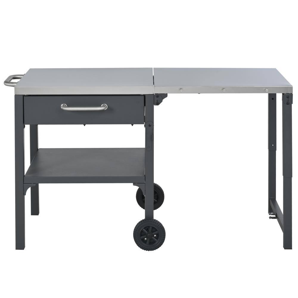 54.7 in Gray Iron Outdoor Grill Carts with Foldable Top for  Patio price history on PriceWatchPro
