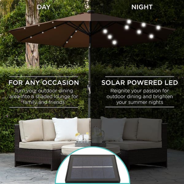 Fade-Resistance 10ft Solar LED Lighted Patio Umbrella w/ Tilt Adjustment 