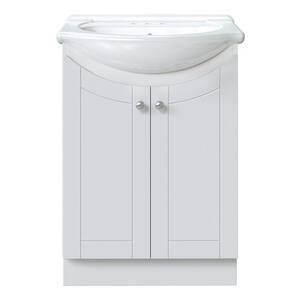 Highmont 24 in. W x 17-1/8 in. D Bath Vanity in Linen White with Porcelain Vanity Top in Solid White with White Basin