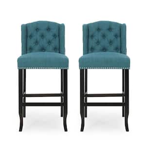 Foxwood 45.25 in. Teal Wingback Bar Stool (Set of 2)