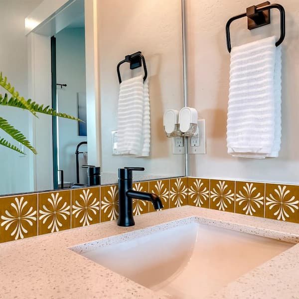 Dark Goldenrod and Sienna R103 5 in. x 5 in. Vinyl Peel and Stick Tile (4.17 sq.ft., 24-Tiles/pack)
