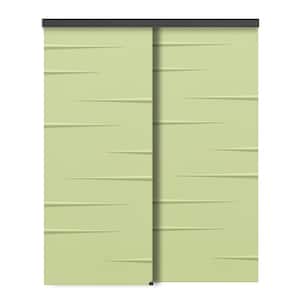 72 in. x 80 in. Hollow Core Sage Green Stained Composite MDF Interior Double Closet Sliding Doors