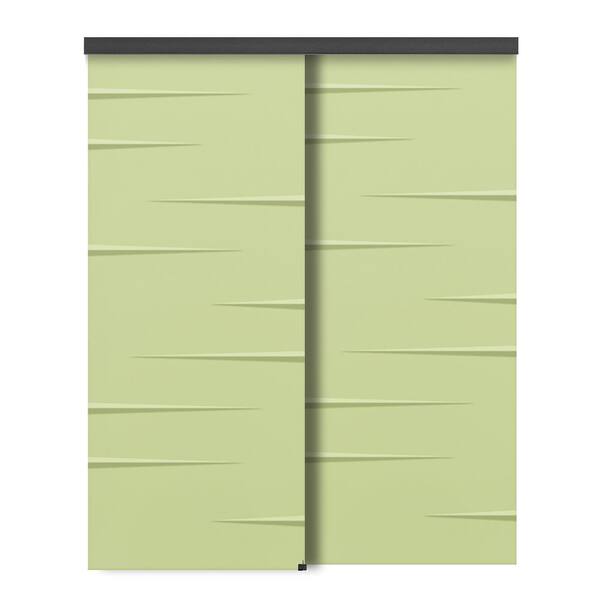 CALHOME 72 in. x 84 in. Hollow Core Sage Green Painted Composite MDF Interior Double Closet Sliding Doors