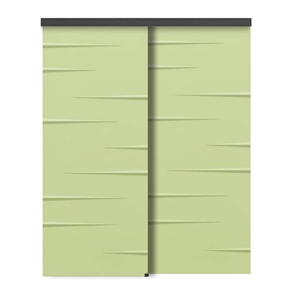 CALHOME 60 in. x 96 in. Hollow Core Sage Green Painted Composite MDF Interior Double Closet Sliding Doors