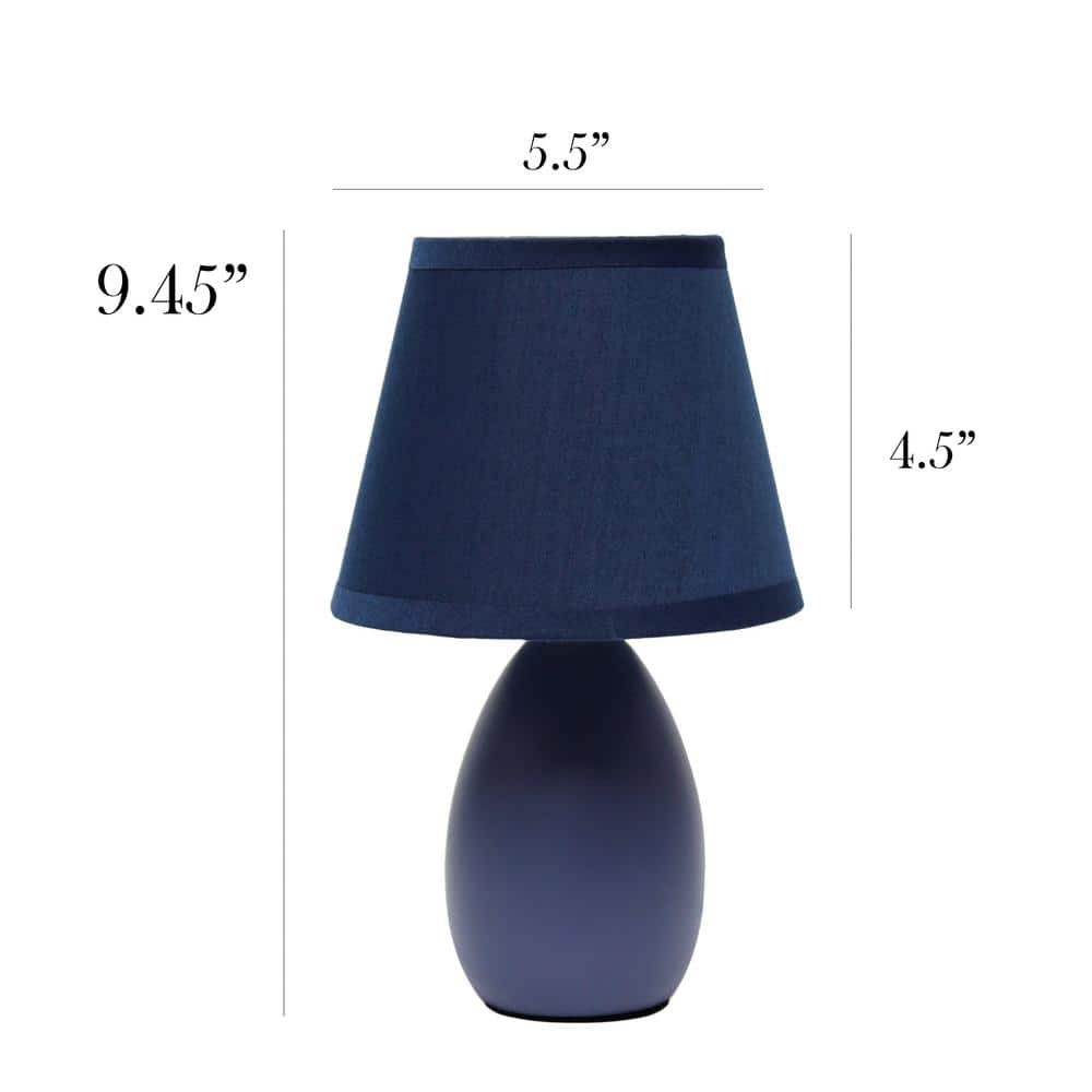 Blue Mini Egg Oval Ceramic Table Lamp with Fabric Shade