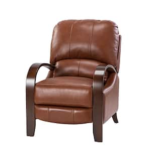 Ernesto Brown Genuine Leather with The Wooden Armrest Recliner
