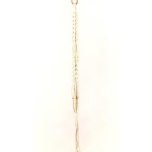 42 in. Ivory Woven Cotton Beaded Plant Hanger with Natural Deads