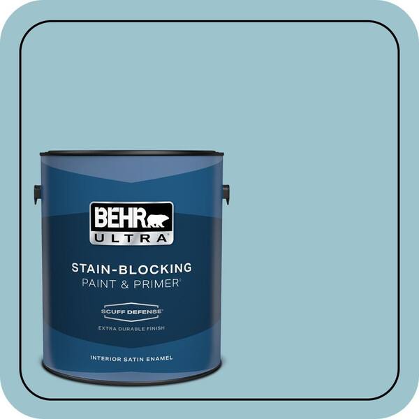 BEHR ULTRA 1 gal. #ICC-99 Alluring Blue Extra Durable Satin Enamel Interior Paint & Primer