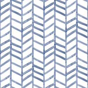 Fletching Navy Geometric Fabric Pre-Pasted Matte Strippable Wallpaper