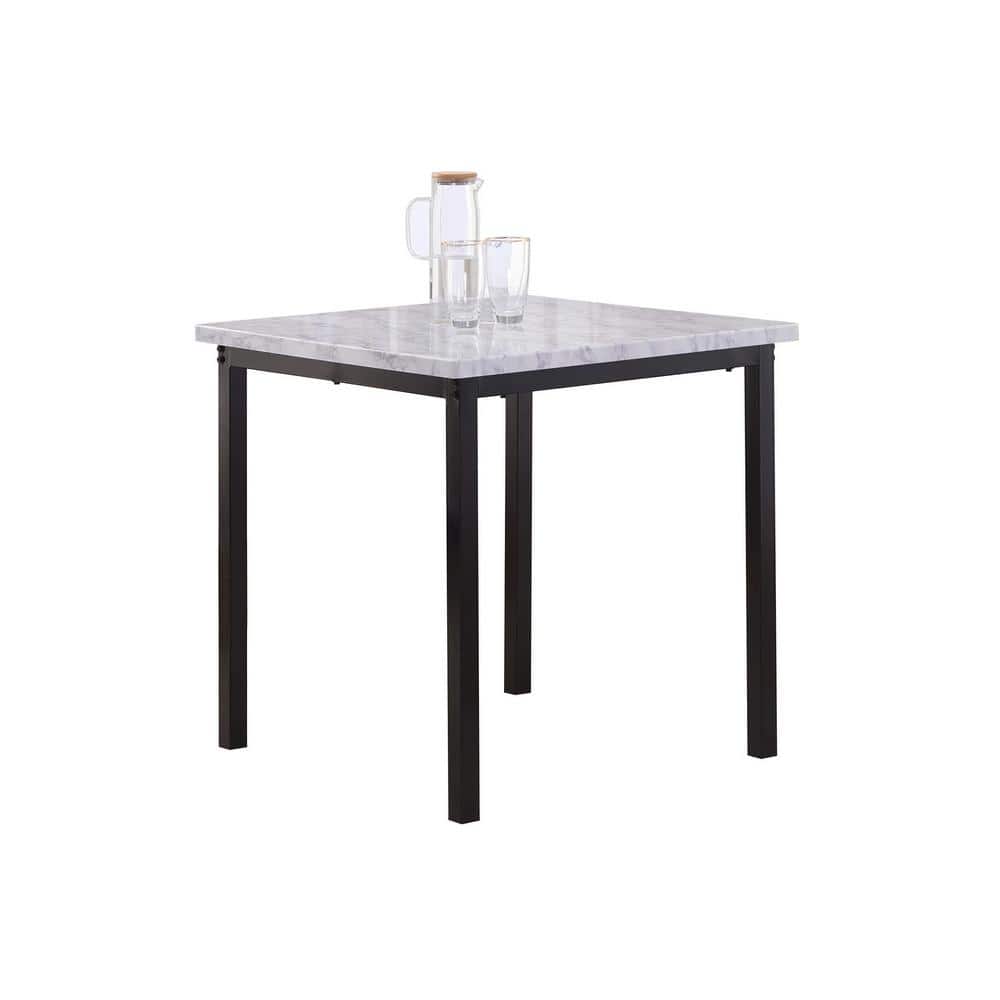 Signature Home SignatureHome Black/White Marble Finish Top Wood 30 in. in. W 4 Legs Dining Table ...