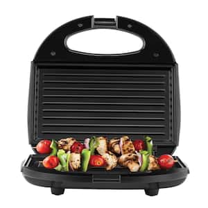 120 W 2-Slice Black Countertop Contact Grill and Sandwich Maker with Non-Stick Surface