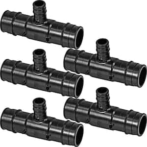 3/4 in. x 3/4 in. x 1/2 in. PEX-A Reducing Tee Pipe Fitting Plastic Poly Alloy Expansion Barb in Black (Pack of 5)