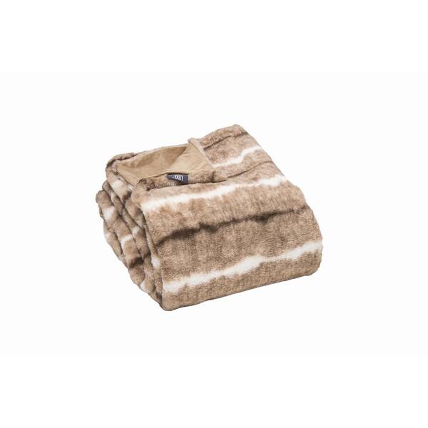 Luxe Faux Fur Limited Faux Fur Throw Dayton Beige Rabbit 50 in. x 60 in.