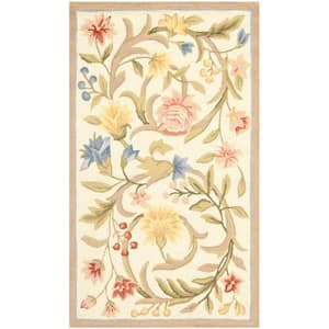 Chelsea Ivory 2 ft. x 3 ft. Solid Floral Border Area Rug