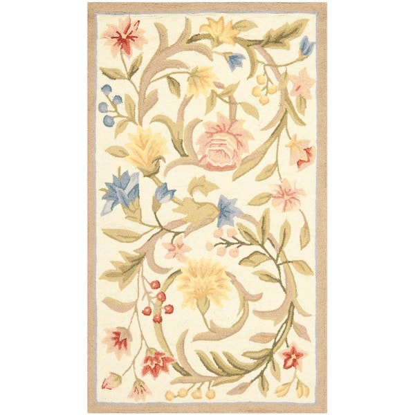 Chelsea Ivory Doormat 2 ft. x 3 ft. Solid Floral Border Area Rug