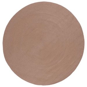 Braided Brown 6 ft. x 6 ft. Abstract Round Area Rug