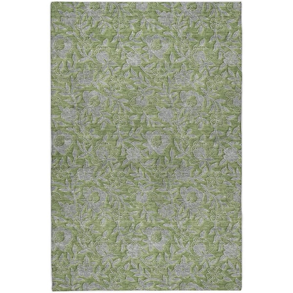 Dream Shag Premium Machine Washable Abstract ADS771 Olive 9 ft. x 12 ft. Area Rug