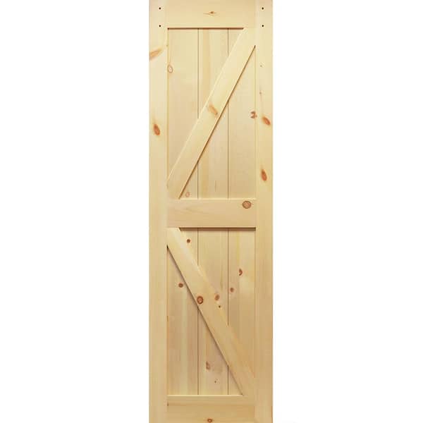 Kimberly Bay 24 in. x 84 in. Solid Pine Unfinished Wood K-Rail Barn Door Slab