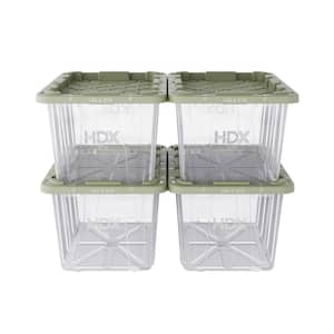 HDX 27 Gal. Tough Storage Tote in Clear with Orchid Pink Lid (4