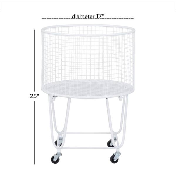 Metal Rolling Laundry Basket Cart,Collapsible Metal Laundry Basket with  Wheels, Clothes or Linen Storage Hamper Organization Bin for Living