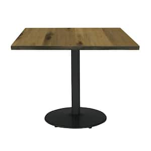 Urban Loft 30 in. Square Natural Solid Wood Dining Table with Round Black Steel Frame (Seats 2)