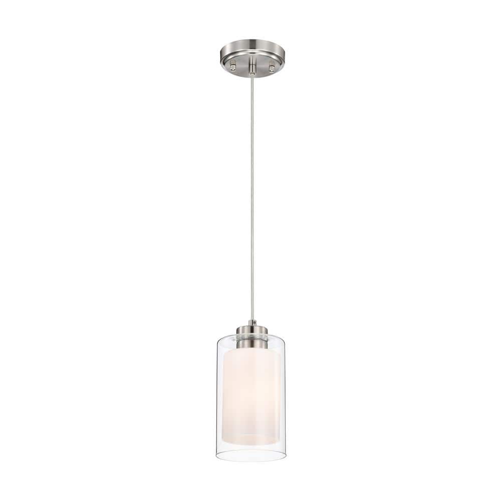 Brushed Nickel Mini Pendant with Dual Glass Shades