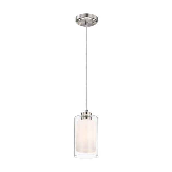 Edvivi Avenue 1-Light Brushed Nickel Mini Pendant with Clear Glass