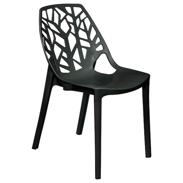 Leisuremod Cornelia Solid Black Plastic Side Chair