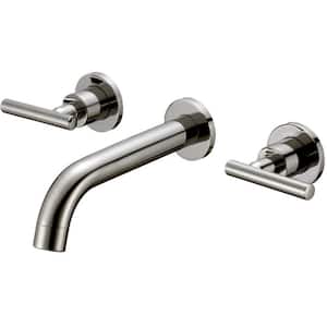 Bordeaux Double-Handle Wall Mounted Bathroom Faucet in Brushed Nickel