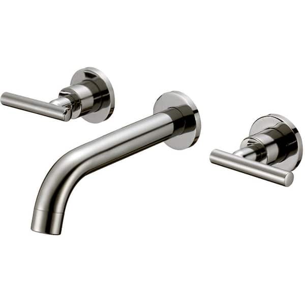 Eisen Home Bordeaux Double-Handle Wall Mounted Bathroom Faucet in Brushed Nickel