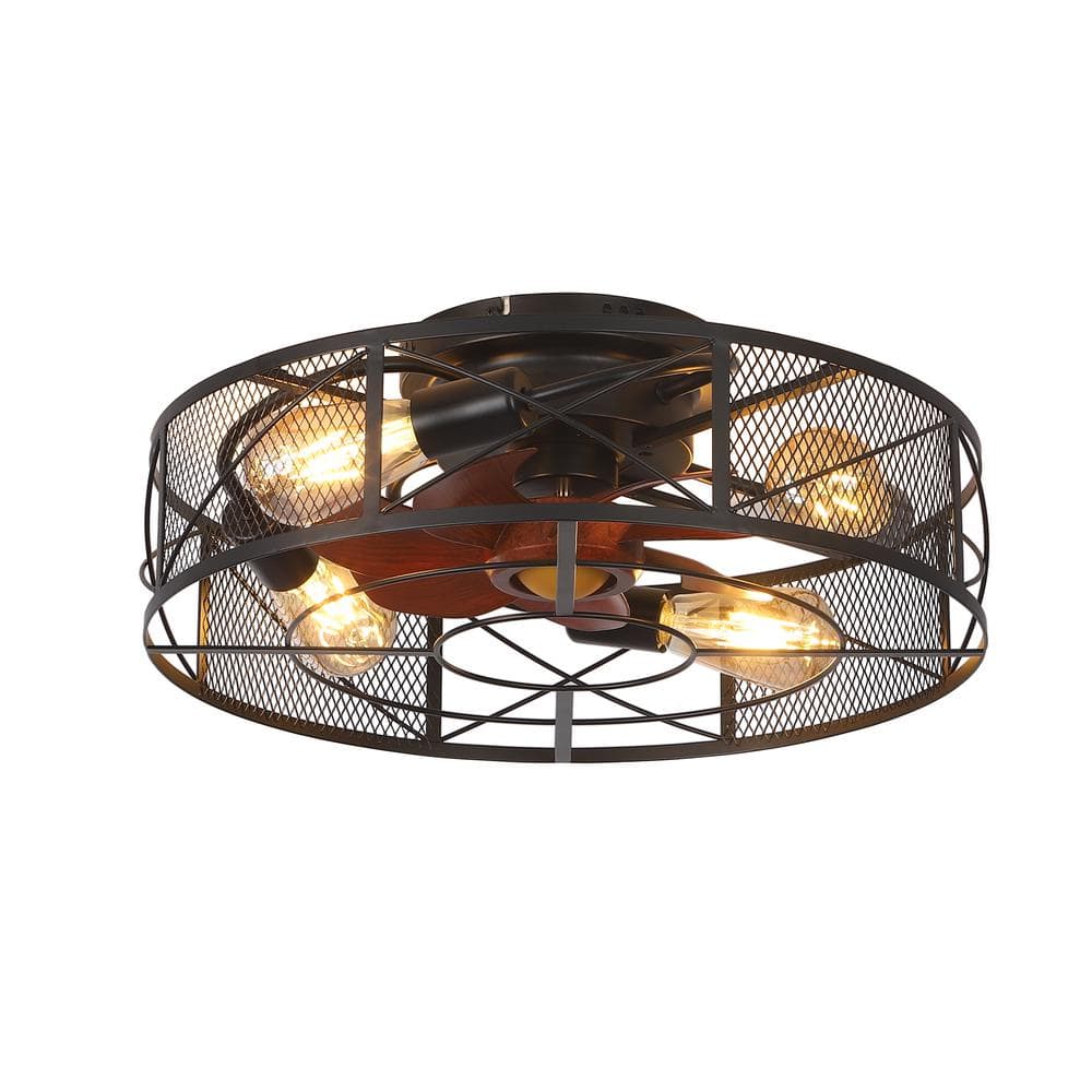 Yardreeze 19 in. Indoor Black 6Speed Flush Mount Caged Ceiling Fan