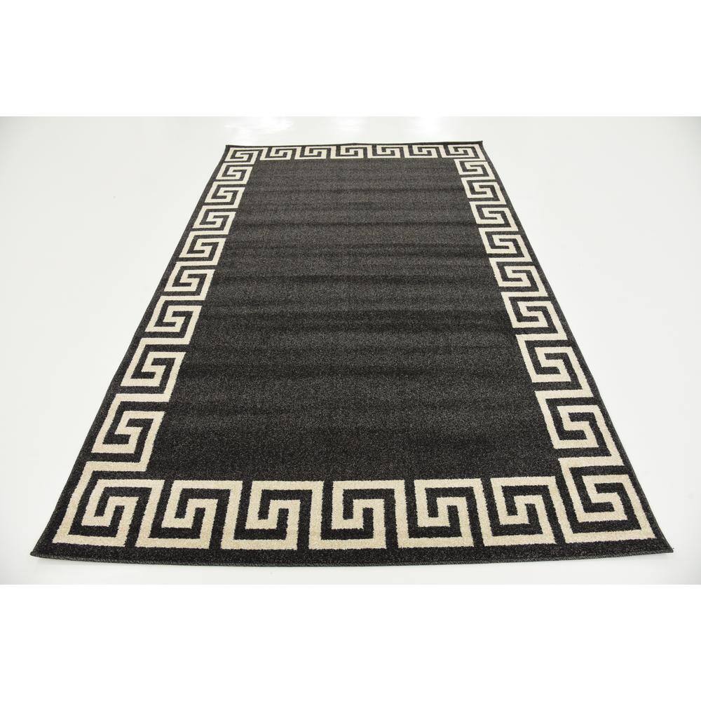 Charcoal Geometric Easy-Care Synthetic Rectangular Rug, 5' x 8'