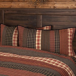 Beckham Rust Khaki Black Primitive Patchwork Cotton King Sham