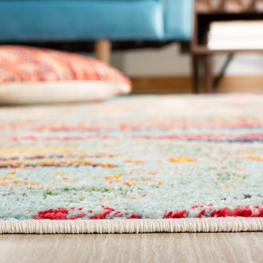 Metro-Mod Chic Blue Synthetic 4' x 6' Hand-Knotted Area Rug