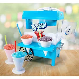 8 oz. Blue Countertop Snow Cone Machine Cart Style, Includes 2-Reusable Plastic Cups and Ice Scoop, Blue