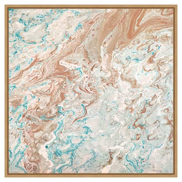 Amanti Art Wild Lagoons Abstract by Marie Elaine Cusson 30 in. W x 30 in. H Canvas Float Frame in Brown
