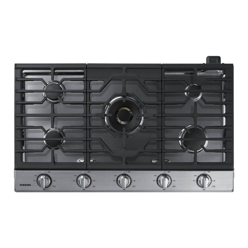Samsung 36 in. Gas Cooktop in Stainless with 5 Burners including Dual Brass Power Burner with Wi-Fi, Silver