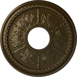 1-1/4" x 13-7/8" x 13-7/8" Polyurethane Tirana Ceiling Medallion, Brass