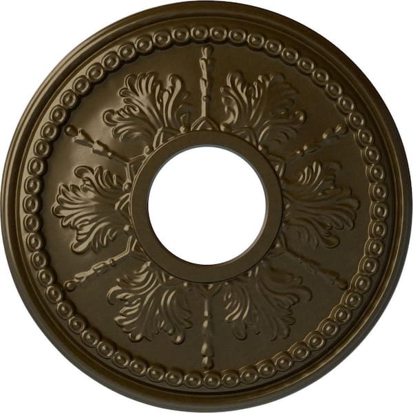 Ekena Millwork 1-1/4" x 13-7/8" x 13-7/8" Polyurethane Tirana Ceiling Medallion, Brass