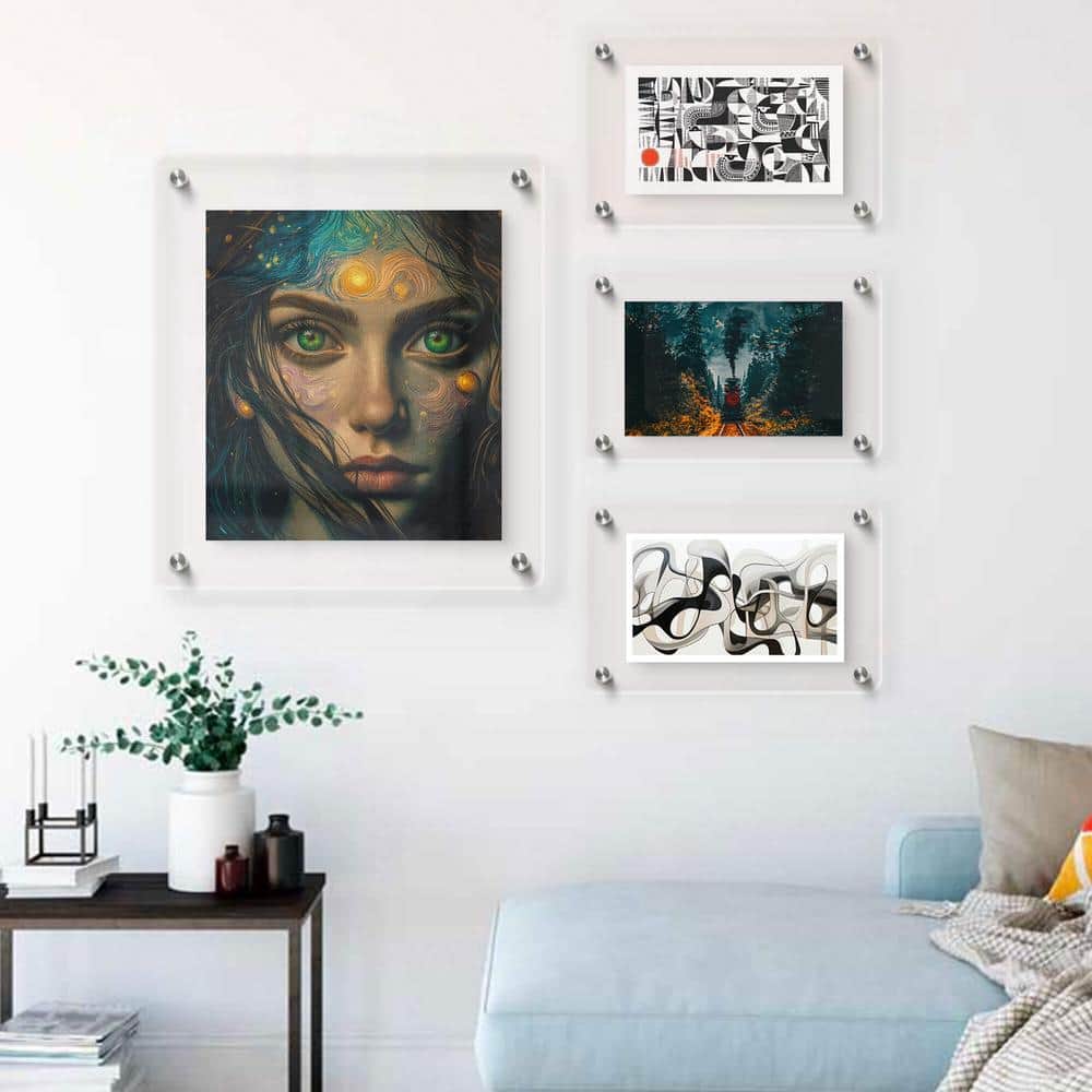 23" x 33" Clear Acrylic Floating Frame with Chrome Wall Mounts