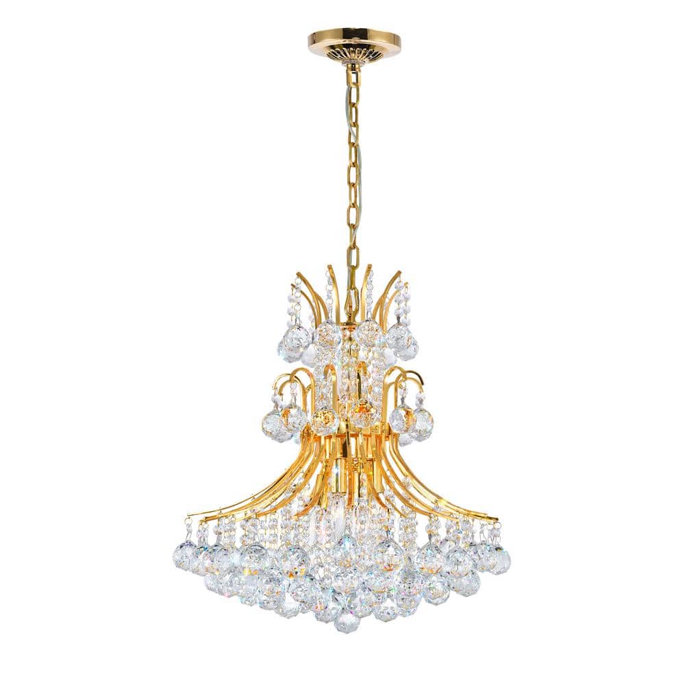 Elegant Gold-Finish 20" Crystal Ball Chandelier with 8 Lights