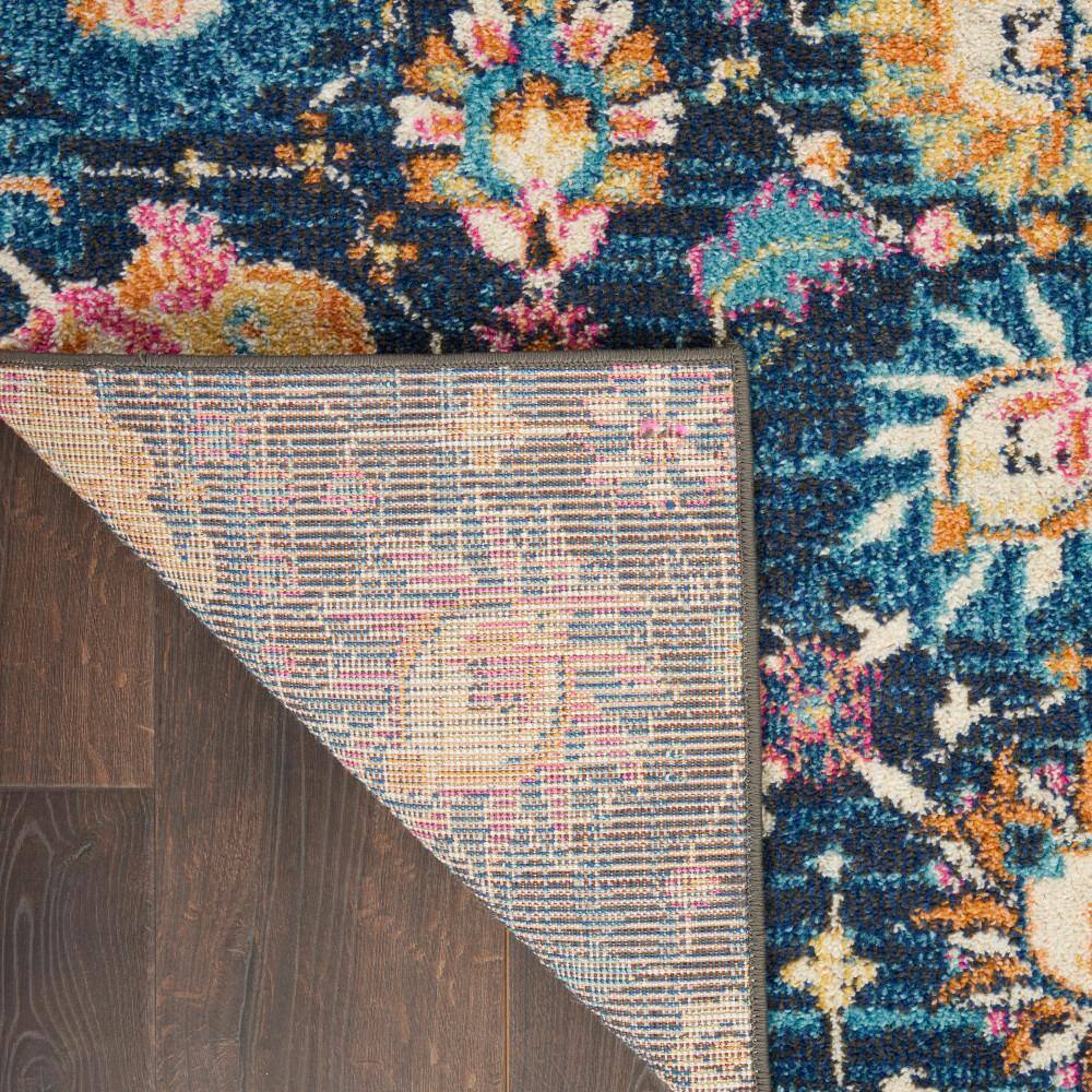 Navy Bliss Floral Synthetic 8' x 10' Handmade Reversible Rug