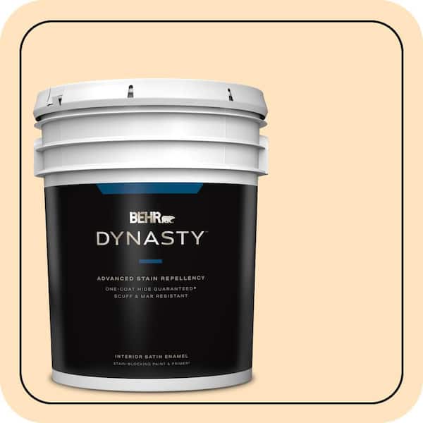 BEHR DYNASTY 5 gal. #P240-1 Cheese Powder Satin Enamel Interior Stain-Blocking Paint and Primer
