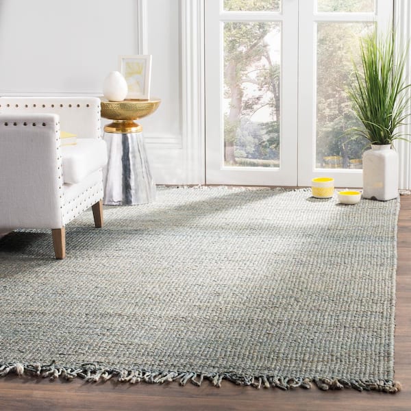Natural Fiber Blue 4 ft. x 4 ft. Gradient Solid Color Square Area Rug