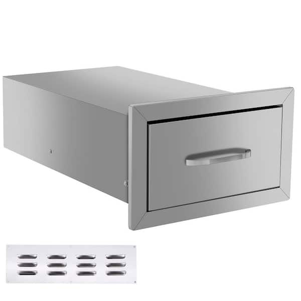 Outdoor Kitchen Drawers 14 in. W x 8.5 in. H x 23 in. D Stainless Steel Flush Mount Single Access Drawers with Handle