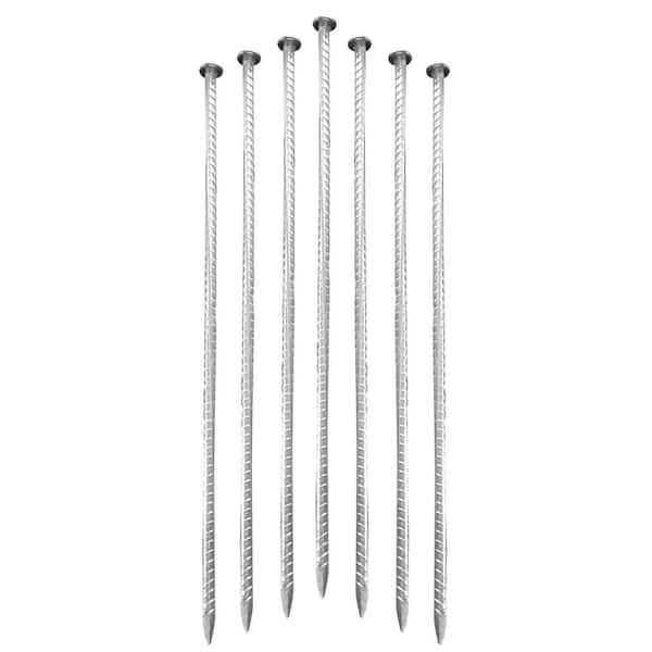 Oyezvary 12 in. Silver Carbon Steel Fabric Stake, Heavy Duty Landscaping Pins for Securing Fabric, Netting & Fencing (8-Pack)