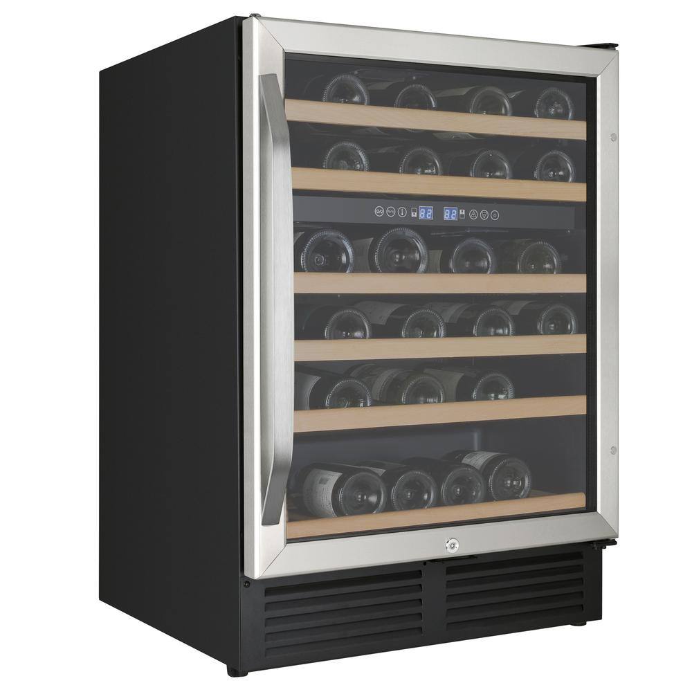Silver Dual-Zone 49-Bottle Wine Cooler with Glass Door