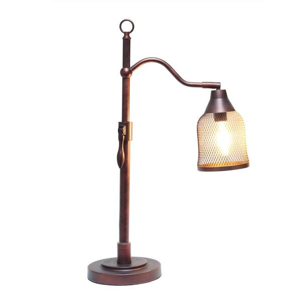 Red Bronze Vintage Arched Table Lamp, Mesh Table Lamp Shade