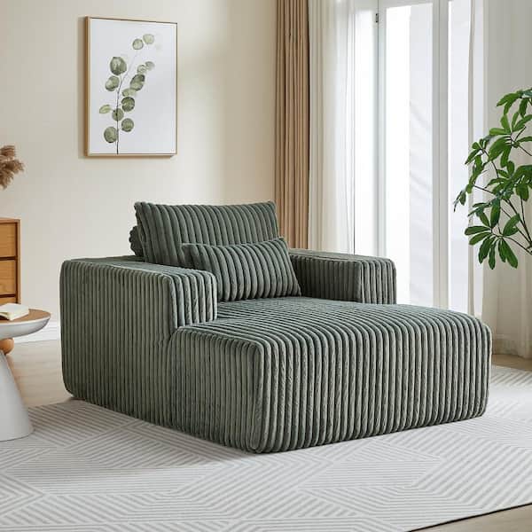 48.5 in Wide Square Arm Fabric Rectangle Modern Upholstered Sofa in Green