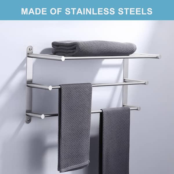 3-Tier Wall Mounted Towel Rack in Brushed Nickel